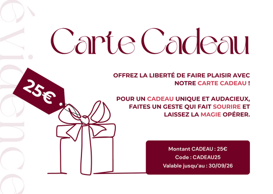 Carte Cadeau évidence, anniversaire, Noël, Saint-Valentin, Cadeau