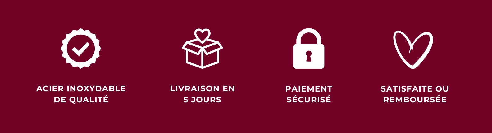 acier inoxydable, livraison rapide, paiement sécurisé, satisfait ou remboursé