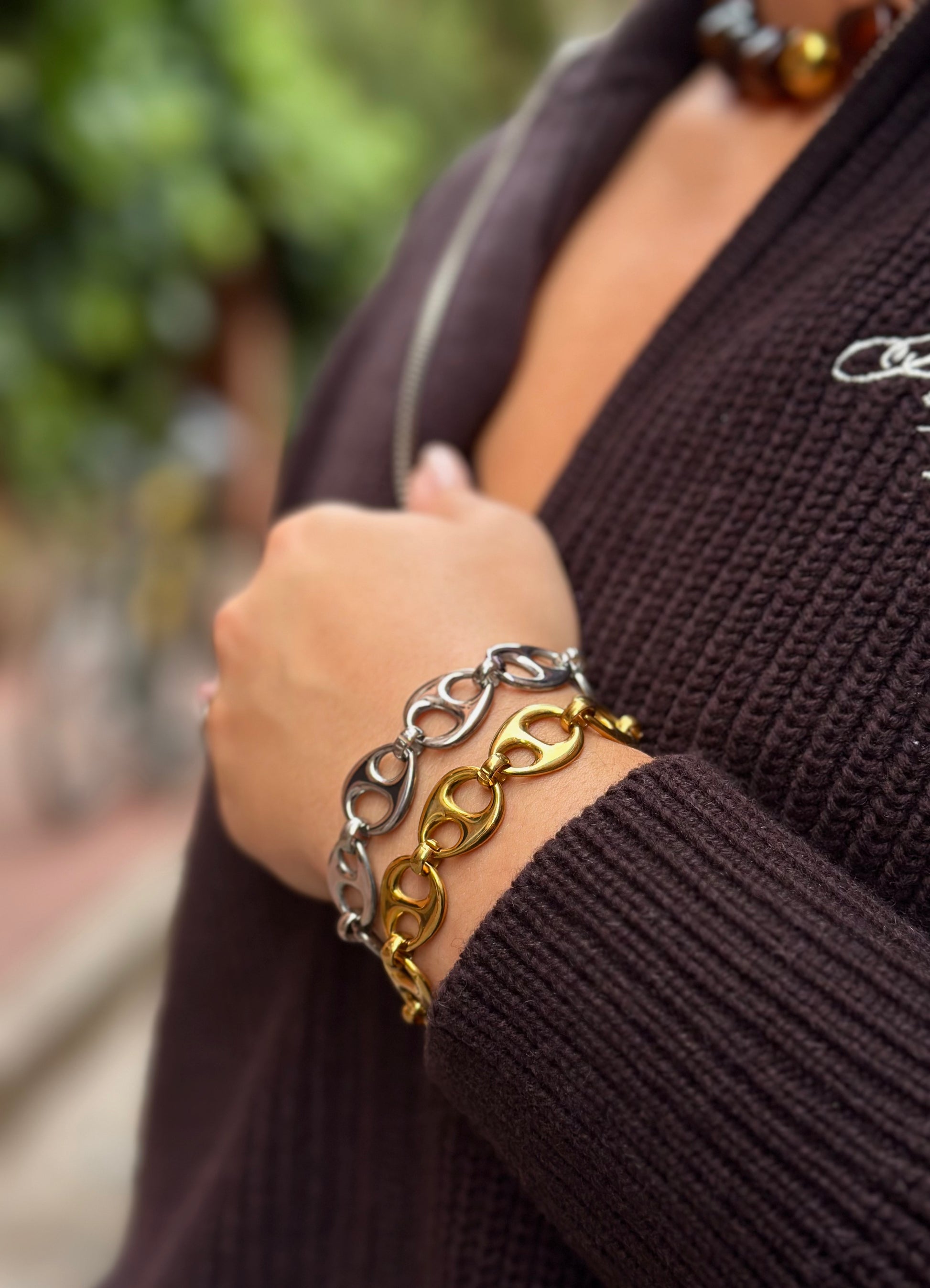 Bracelet COFFEE BEAN ÉVIDENCE, graine de café femme, bijoux femme bracelet or et argent acier inoxydable